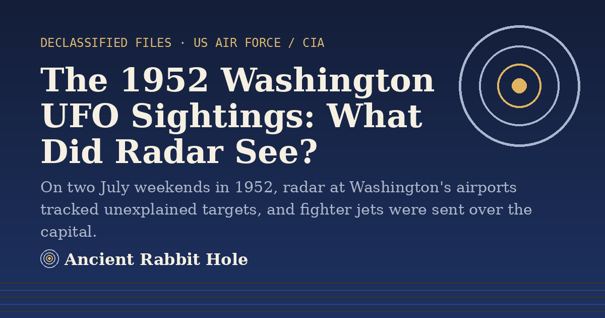Title card: The 1952 Washington UFO Sightings: What Did Radar See?, from Credible Theories