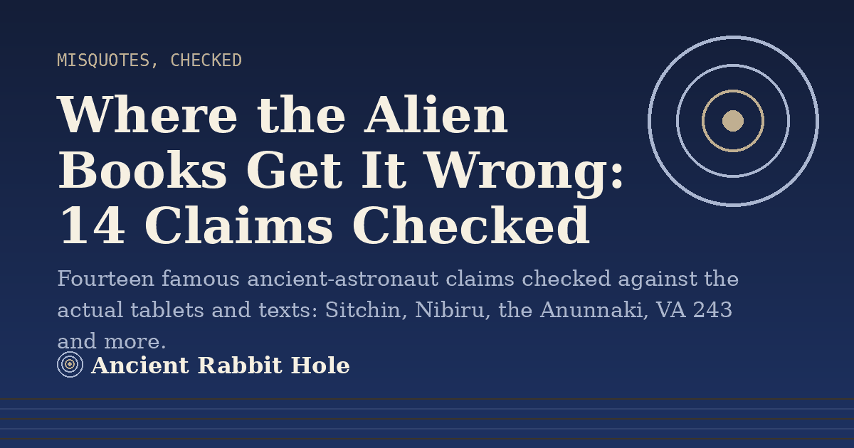 Title card: Where the Alien Books Get It Wrong: 14 Claims Checked, from Credible Theories