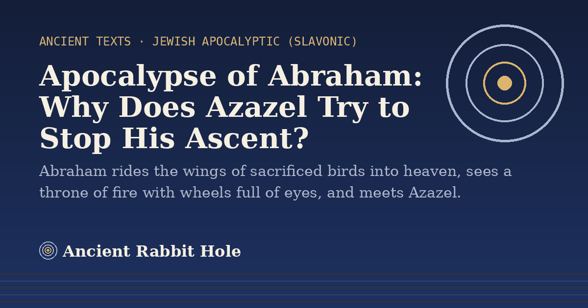 Title card: Apocalypse of Abraham, Why Does Azazel Try to Stop His Ascent?, from Credible Theories