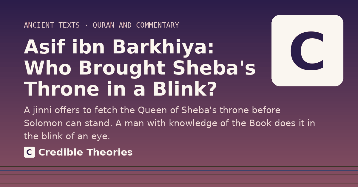 Title card: Asif ibn Barkhiya, Who Brought Sheba's Throne in a Blink?, from Credible Theories