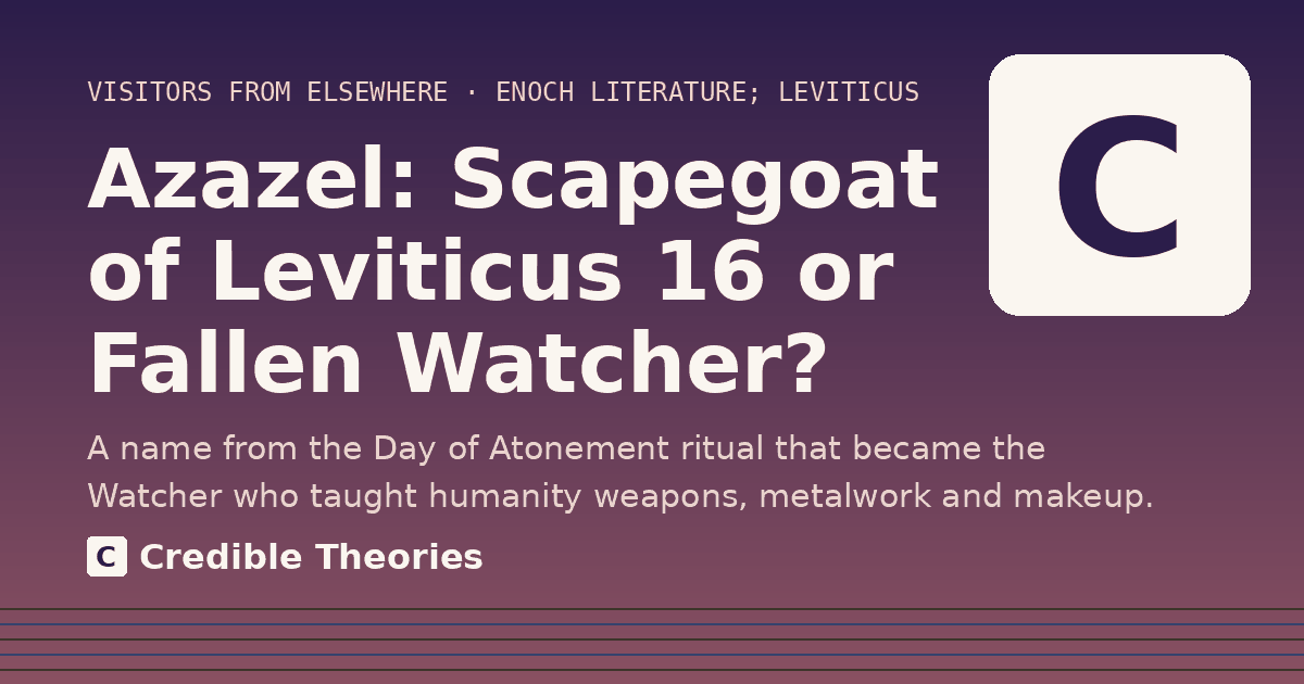 Title card reading "Azazel: Scapegoat of Leviticus 16 or Fallen Watcher?" from Credible Theories