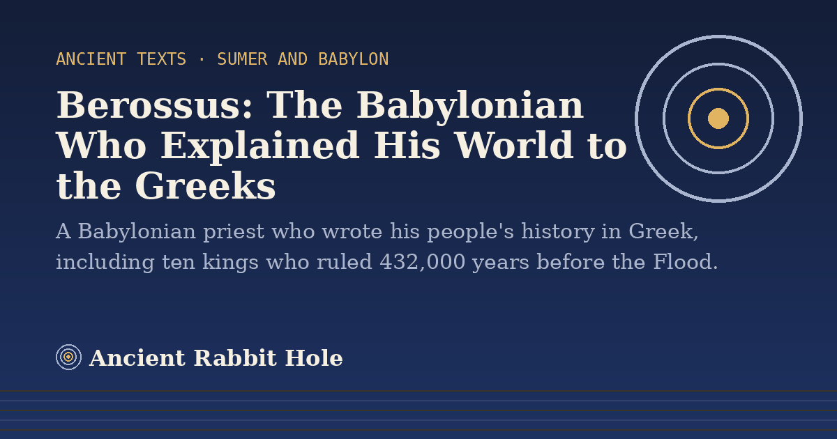 Title card: Berossus, The Babylonian Who Explained His World to the Greeks, from Credible Theories