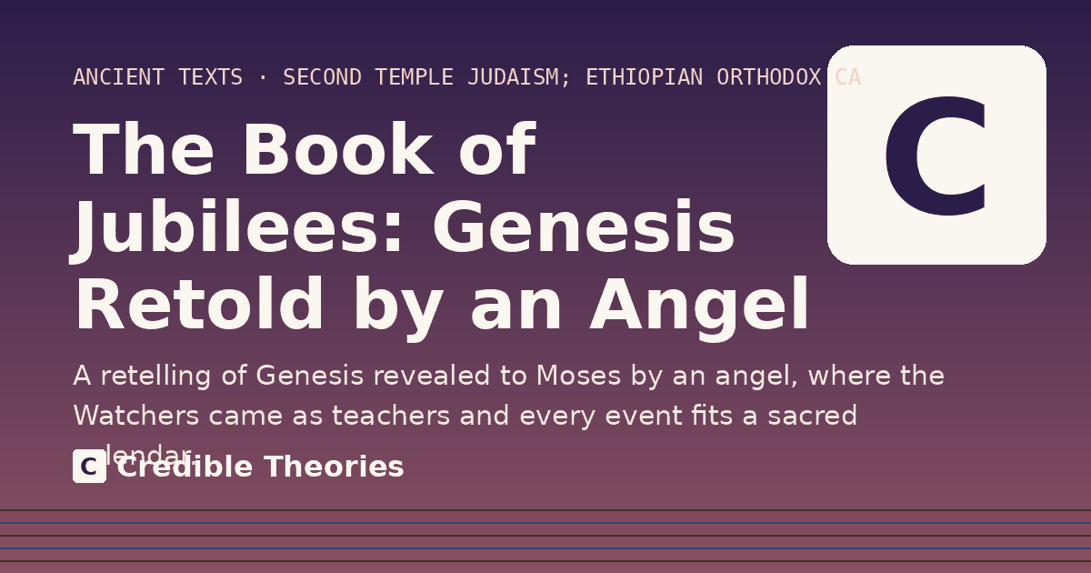 Title card reading "The Book of Jubilees: Genesis Retold by an Angel" from Credible Theories