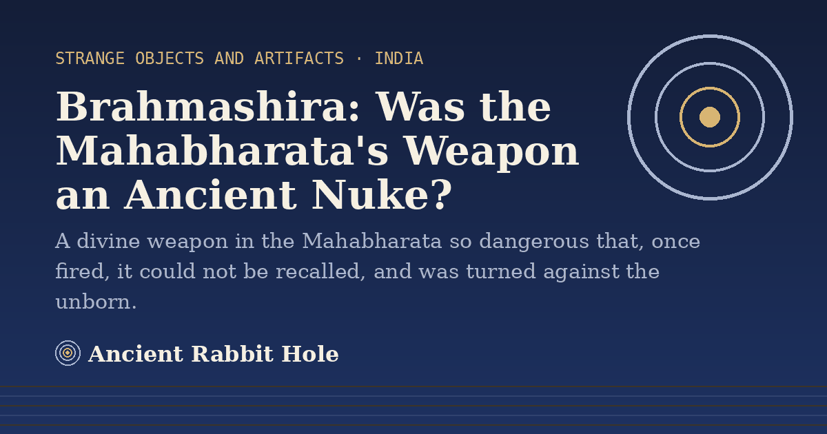 Title card: Brahmashira, Was the Mahabharata's Weapon an Ancient Nuke?, from Credible Theories