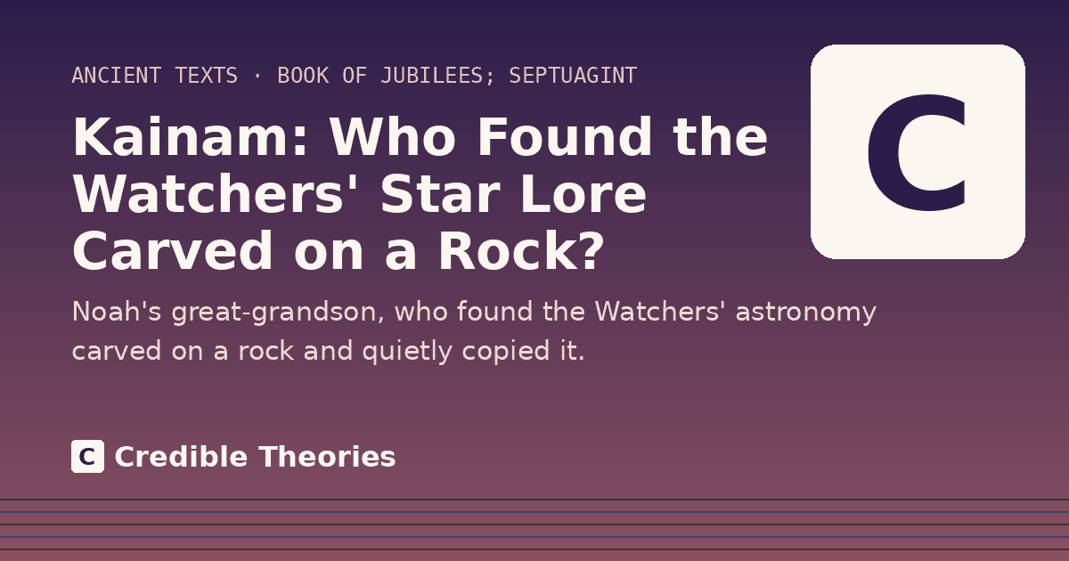 Title card reading "Kainam: Who Found the Watchers' Star Lore Carved on a Rock?" from Credible Theories