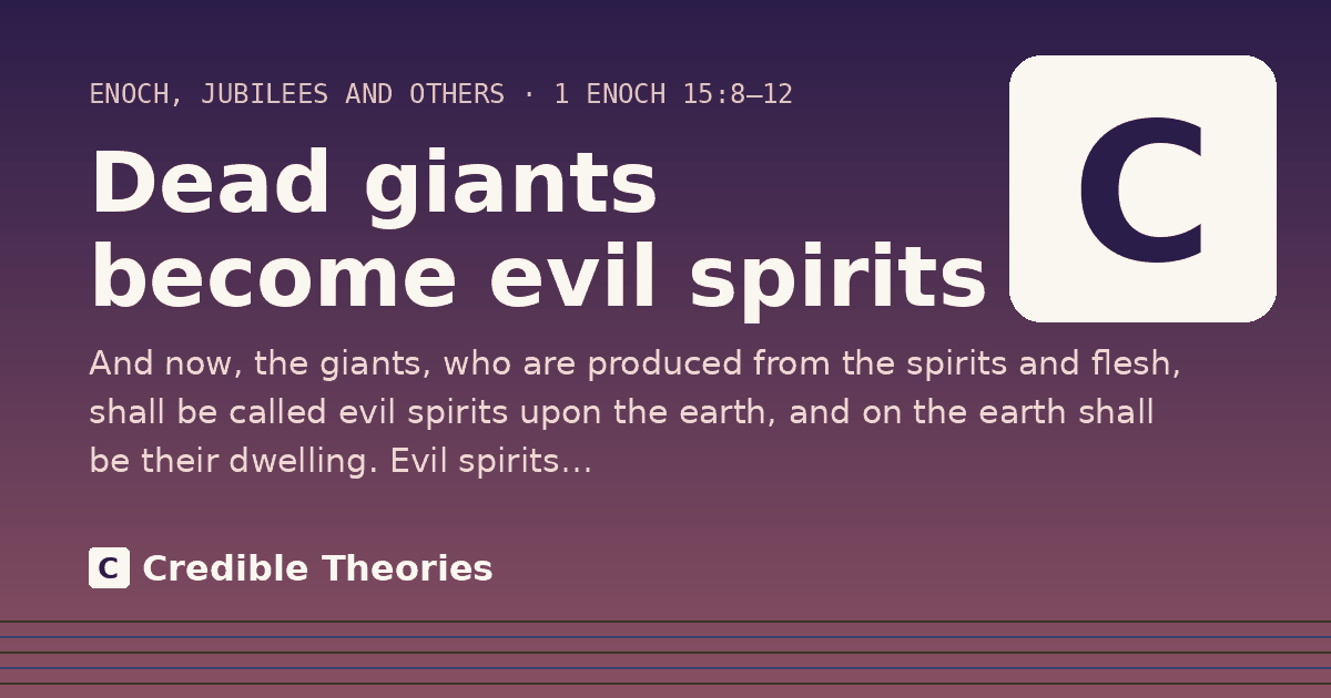 Dead giants become evil spirits: And now, the giants, who are produced from the spirits and flesh, shall be called evil spirits upon the…