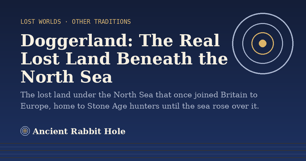 Title card: Doggerland, The Real Lost Land Beneath the North Sea, from Credible Theories