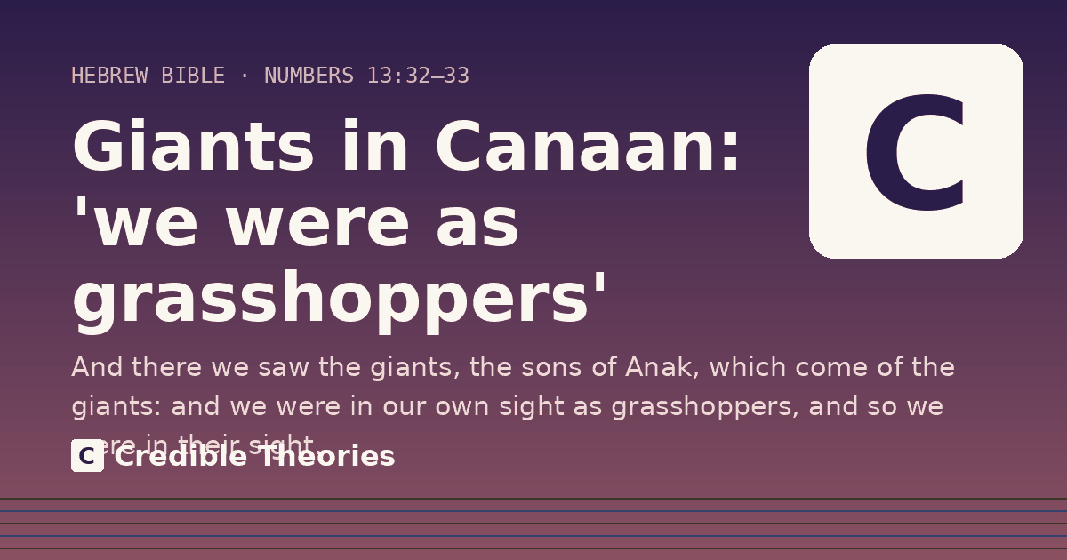 Giants in Canaan: 'we were as grasshoppers': And there we saw the giants, the sons of Anak, which come of the giants: and we were in our own sight as…