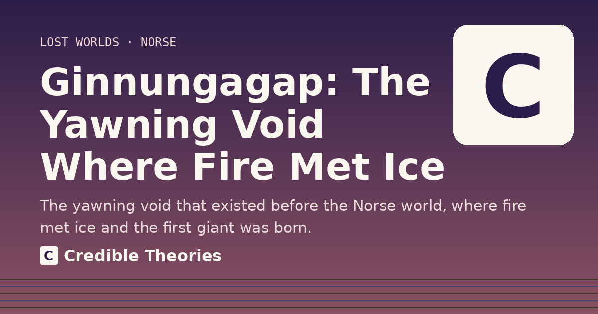 Title card: Ginnungagap, The Yawning Void Where Fire Met Ice, from Credible Theories