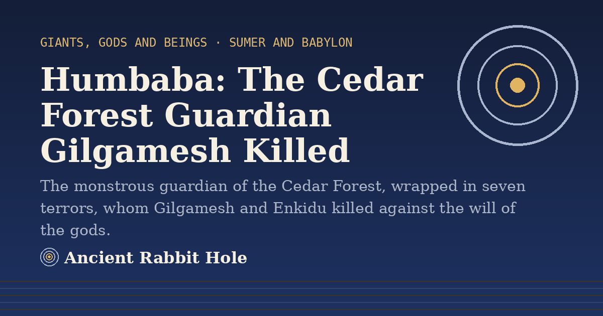 Title card: Humbaba, The Cedar Forest Guardian Gilgamesh Killed, from Credible Theories