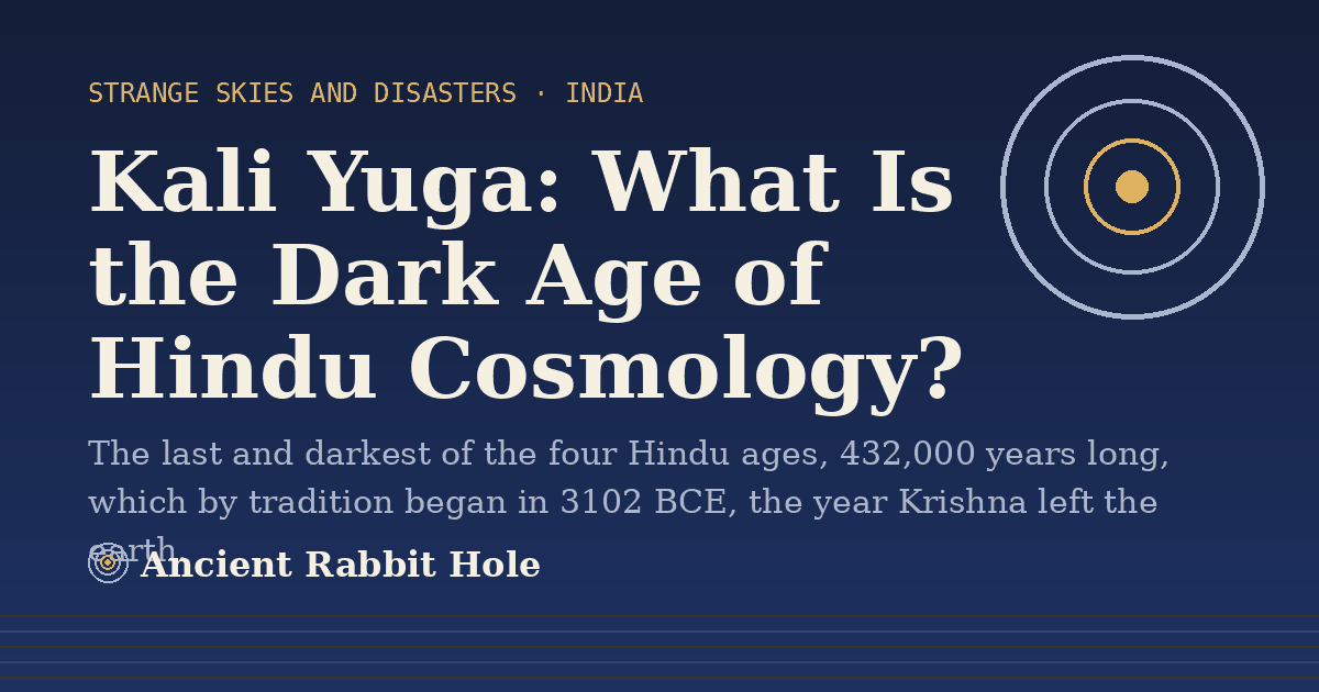 Title card: Kali Yuga, What Is the Dark Age of Hindu Cosmology?, from Credible Theories
