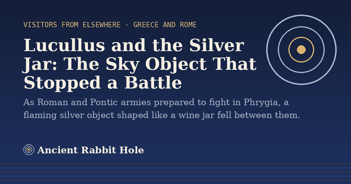 Title card: Lucullus and the Silver Jar, The Sky Object That Stopped a Battle, from Credible Theories