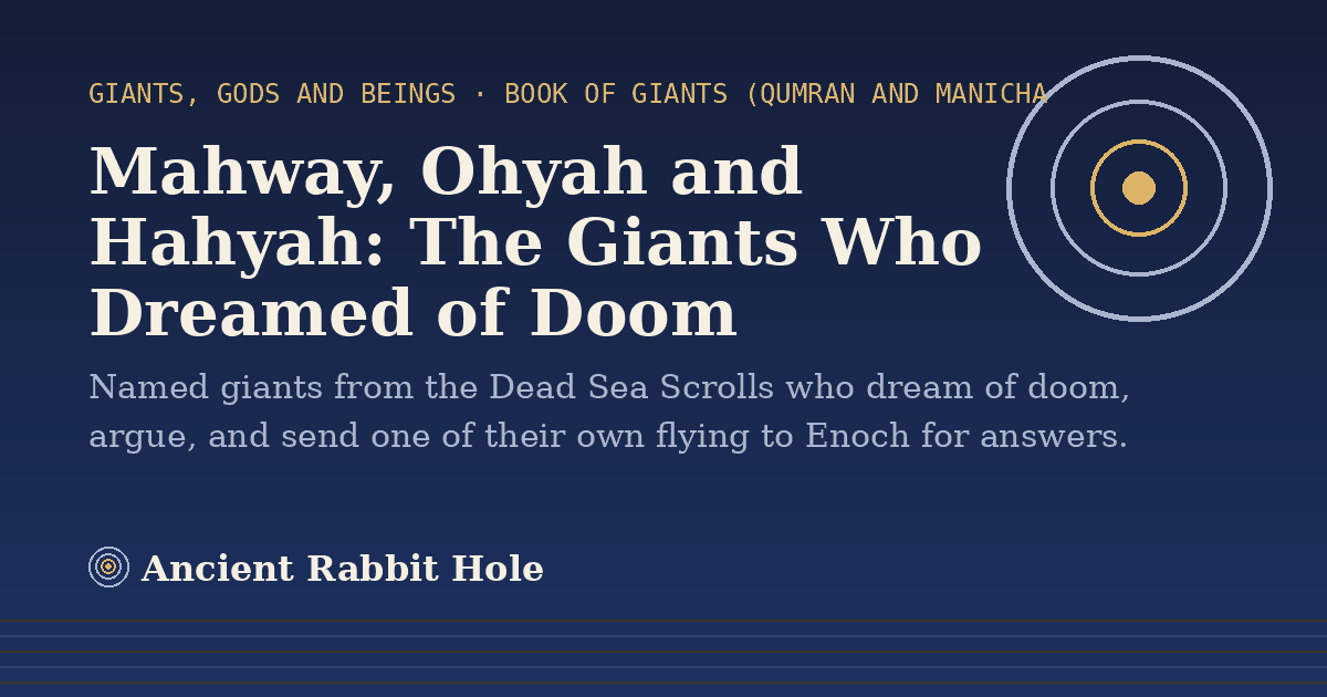 Title card reading "Mahway, Ohyah and Hahyah: The Giants Who Dreamed of Doom" from Credible Theories