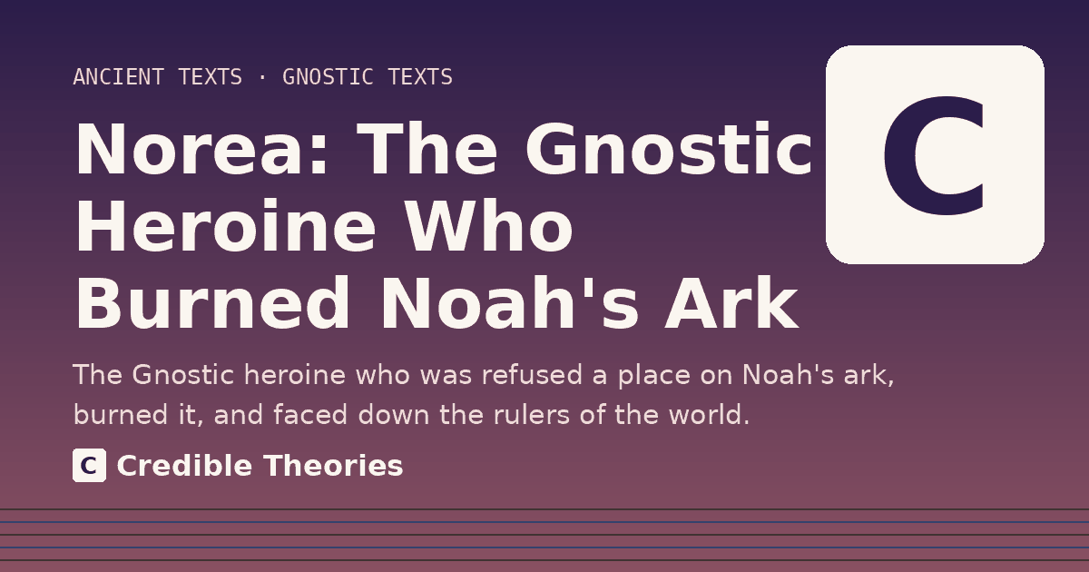 Title card: Norea, The Gnostic Heroine Who Burned Noah's Ark, from Credible Theories