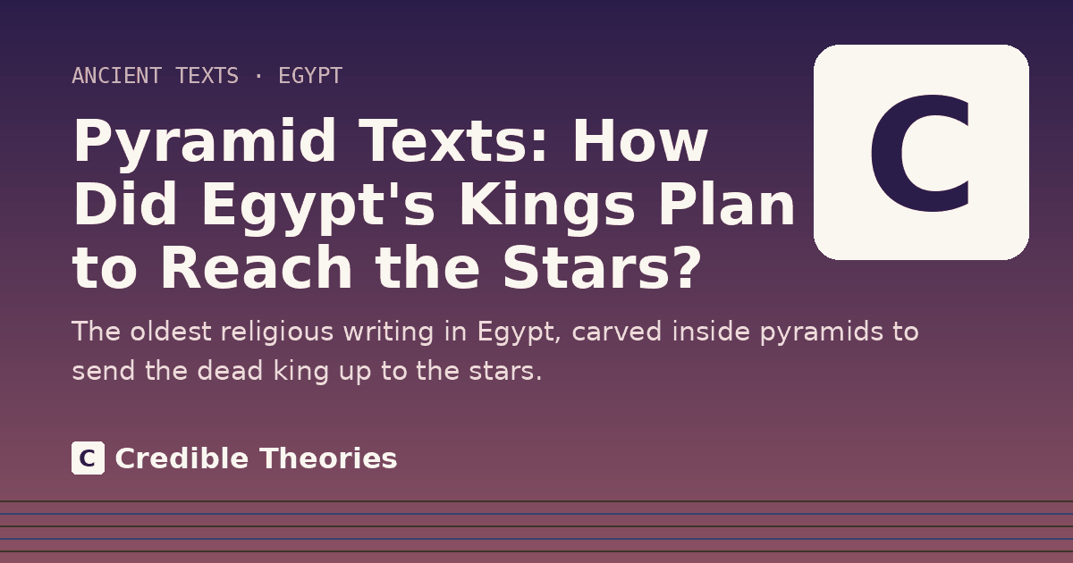 Title card: Pyramid Texts, How Did Egypt's Kings Plan to Reach the Stars?, from Credible Theories