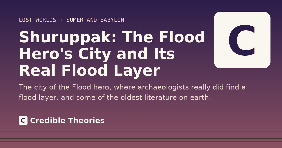Title card: Shuruppak, The Flood Hero's City and Its Real Flood Layer, from Credible Theories