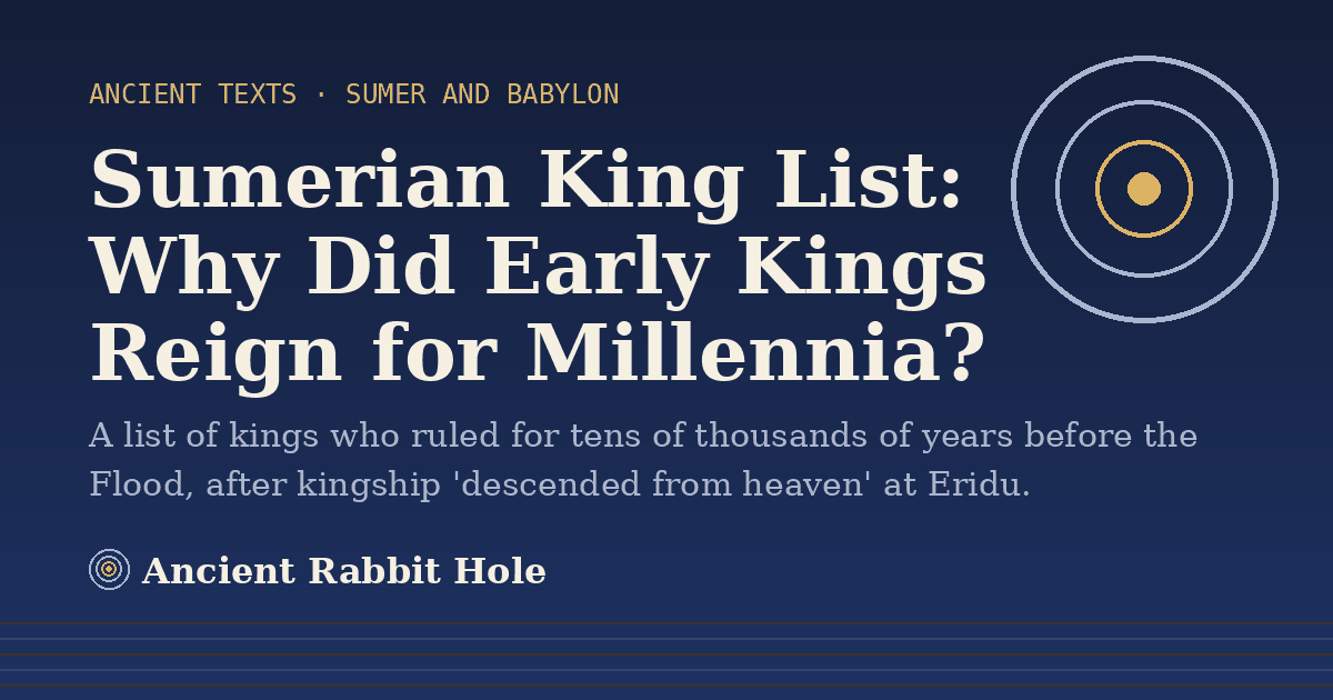 Title card: Sumerian King List, Why Did Early Kings Reign for Millennia?, from Credible Theories