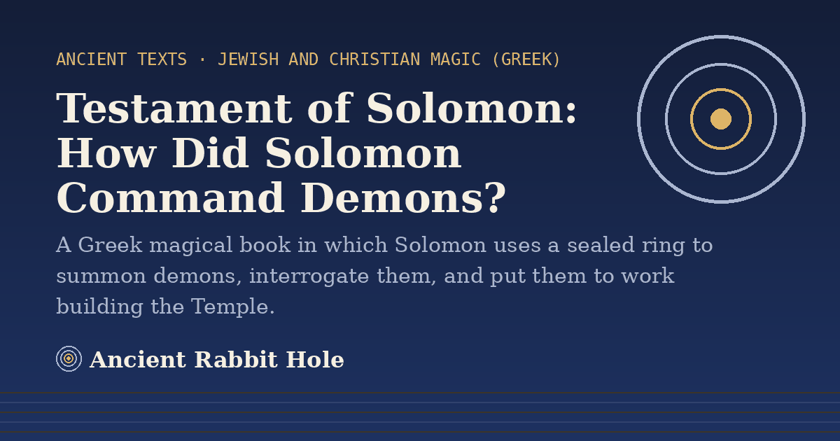 Title card reading "Testament of Solomon: How Did Solomon Command Demons?" from Credible Theories