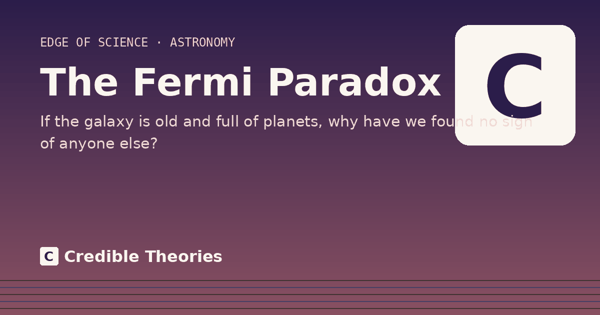 The Fermi Paradox: If the galaxy is old and full of planets, why have we found no sign of anyone else?