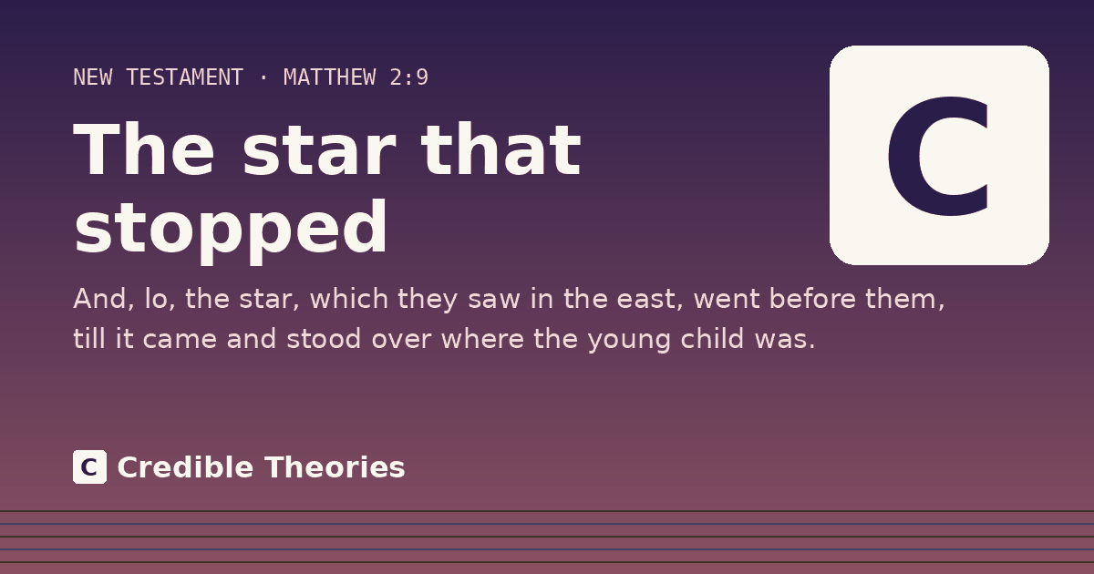 The star that stopped: And, lo, the star, which they saw in the east, went before them, till it came and stood over where the young…