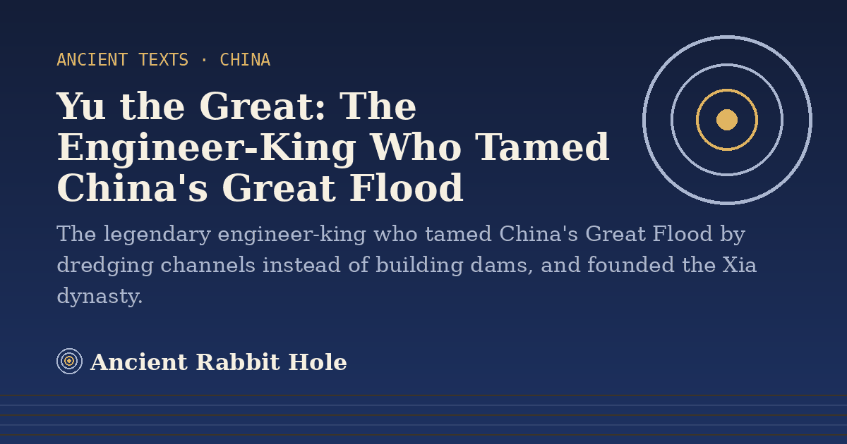 Title card: Yu the Great, The Engineer-King Who Tamed China's Great Flood, from Credible Theories