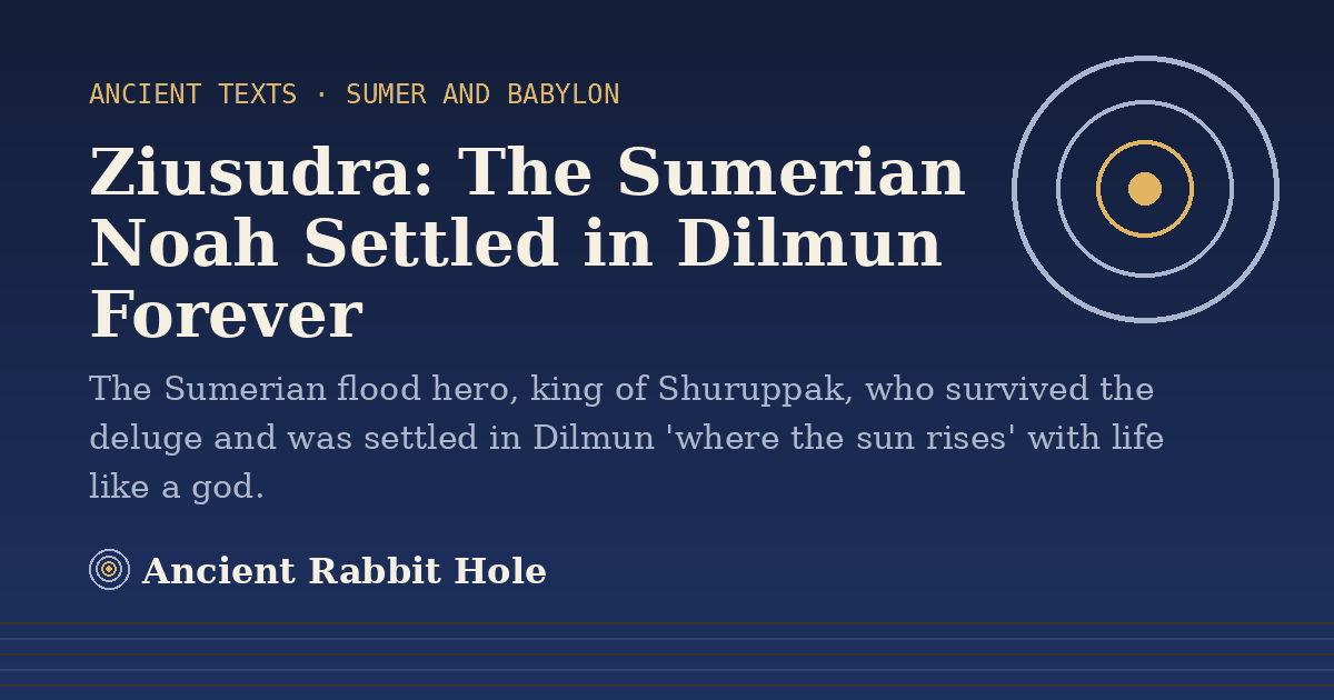 Title card: Ziusudra, The Sumerian Noah Settled in Dilmun Forever, from Credible Theories